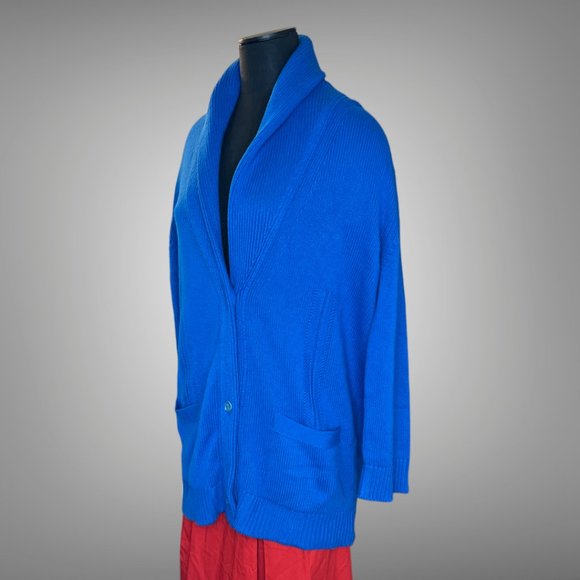 Hermes NWT Cashmere & Cotton Shawl Collar Cardigan EU 40 Blue Smalt Sweater - Picture 7 of 14